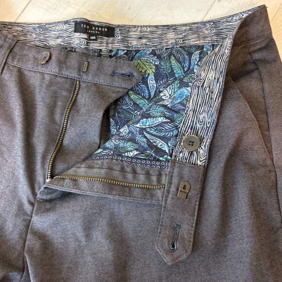 Ted Baker London Volvek Slim Fit Chino Pants Gray 38R Contrast Cuff Ankle - Picture 5 of 15